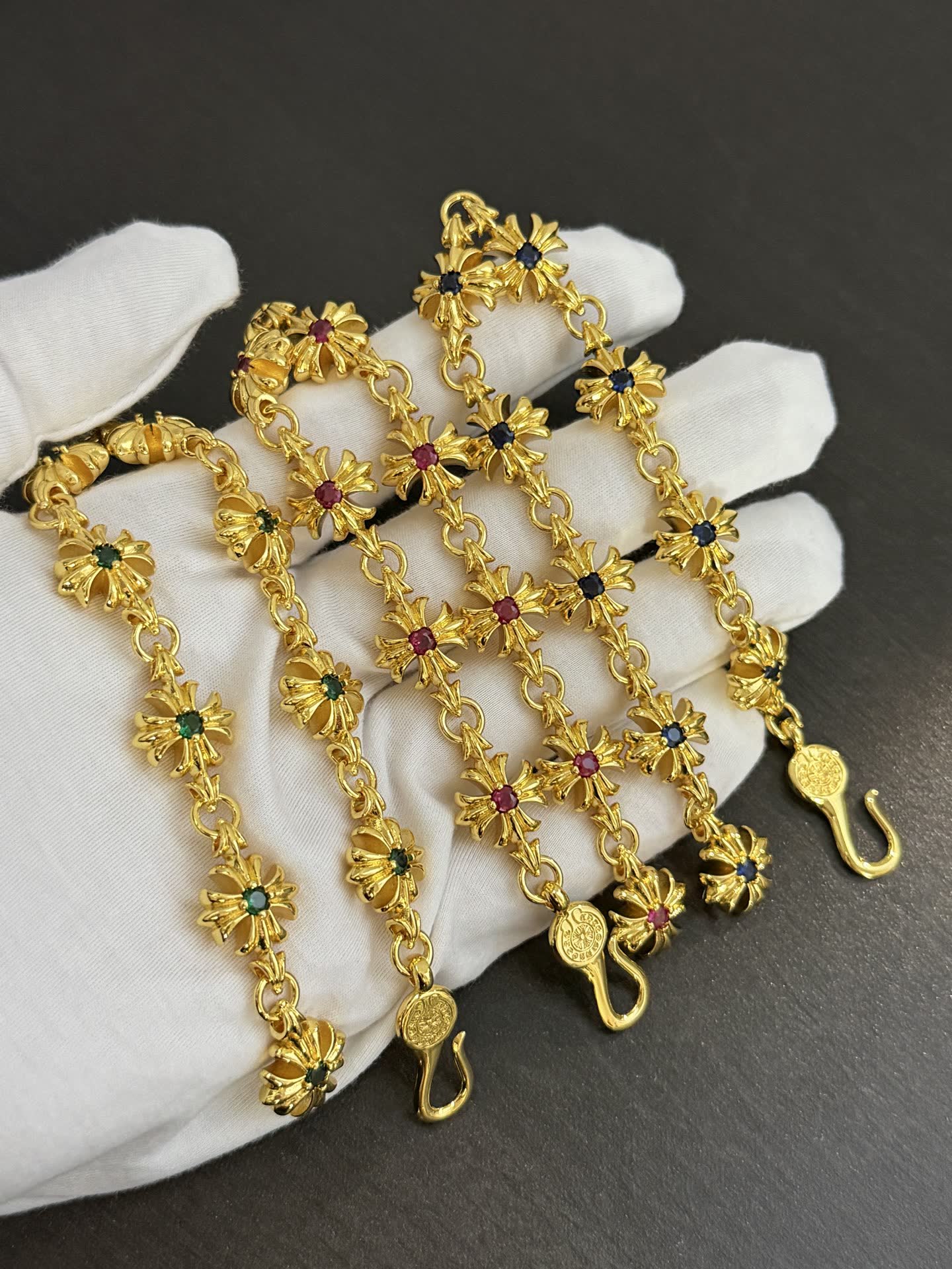 Chrome Hearts Gold-Tone Gemstone Bracelet